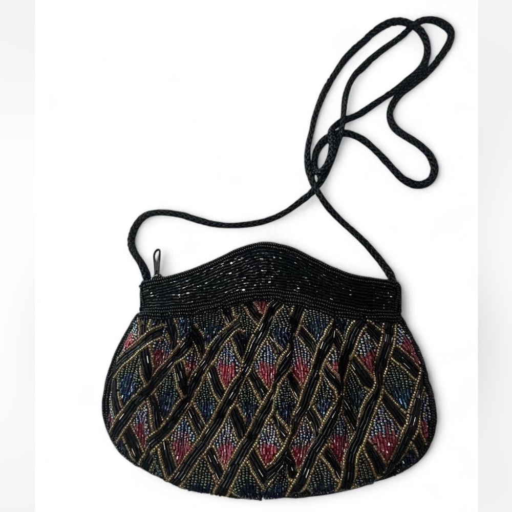 Elegant Black Art Deco Beaded Women's Bag